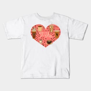 Fika Coffee Heart - Coffee Lovers Heart Kids T-Shirt